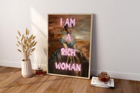 Mom I Am A Rich Woman, Altered Art Poster, Maximalist Wall Art, Girl Power Prints, Feminist Poster, Vintage Fashion Poster,Framed Canvas Art