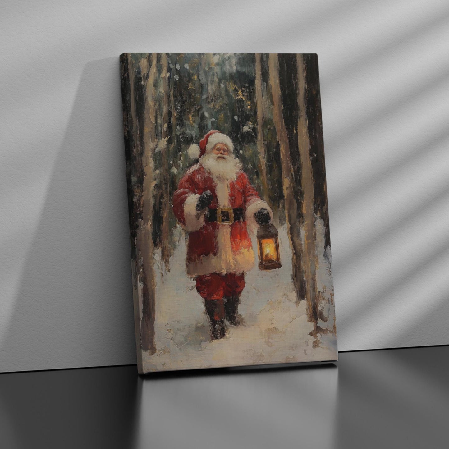 Christmas Santa Wall Art, Santa Claus & Christmas Decor Art - Happy Christmas, Xmas Gift, Framed Santa