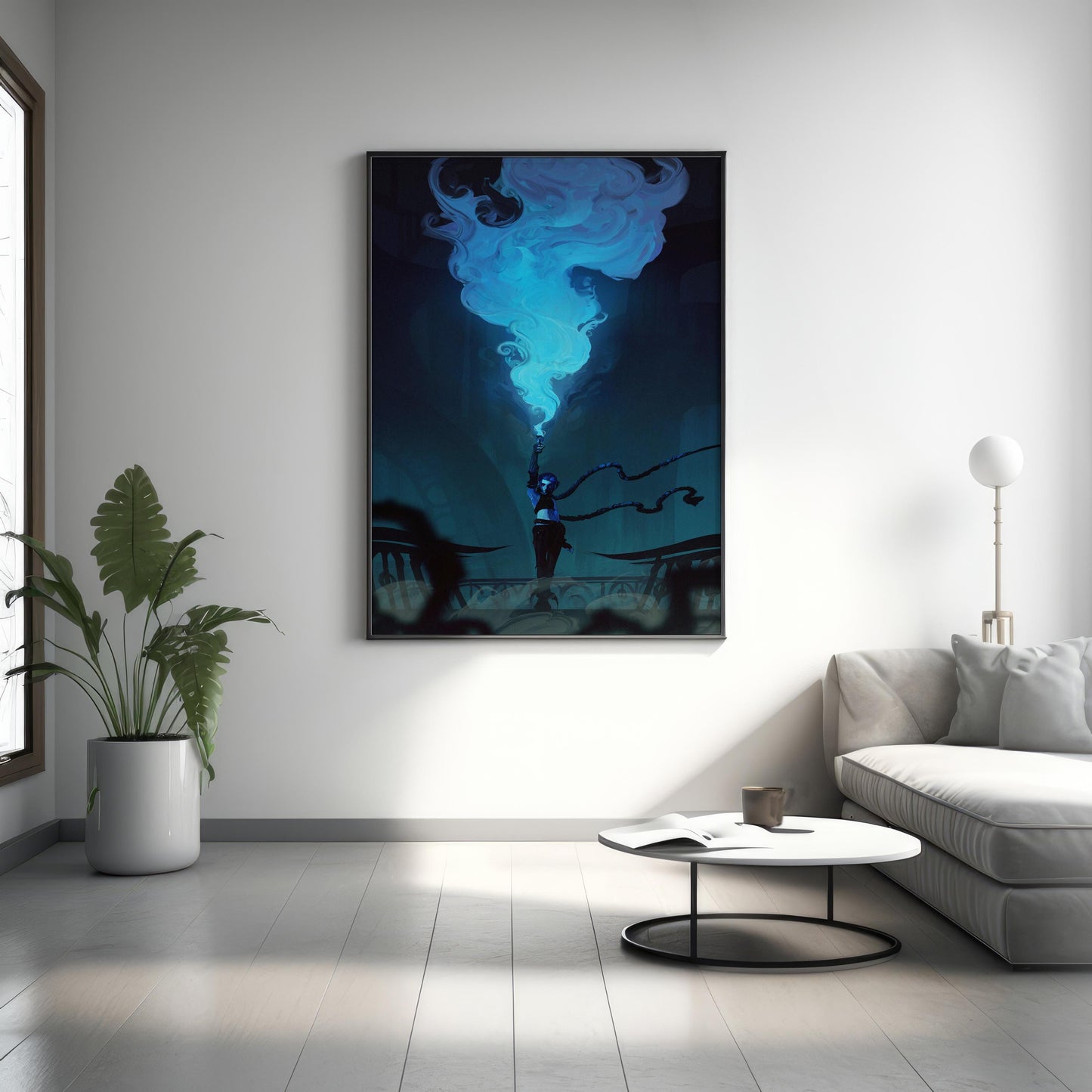 Arcane Jinx Blue Flare Poster | Neonblaue Anime-Wandkunst