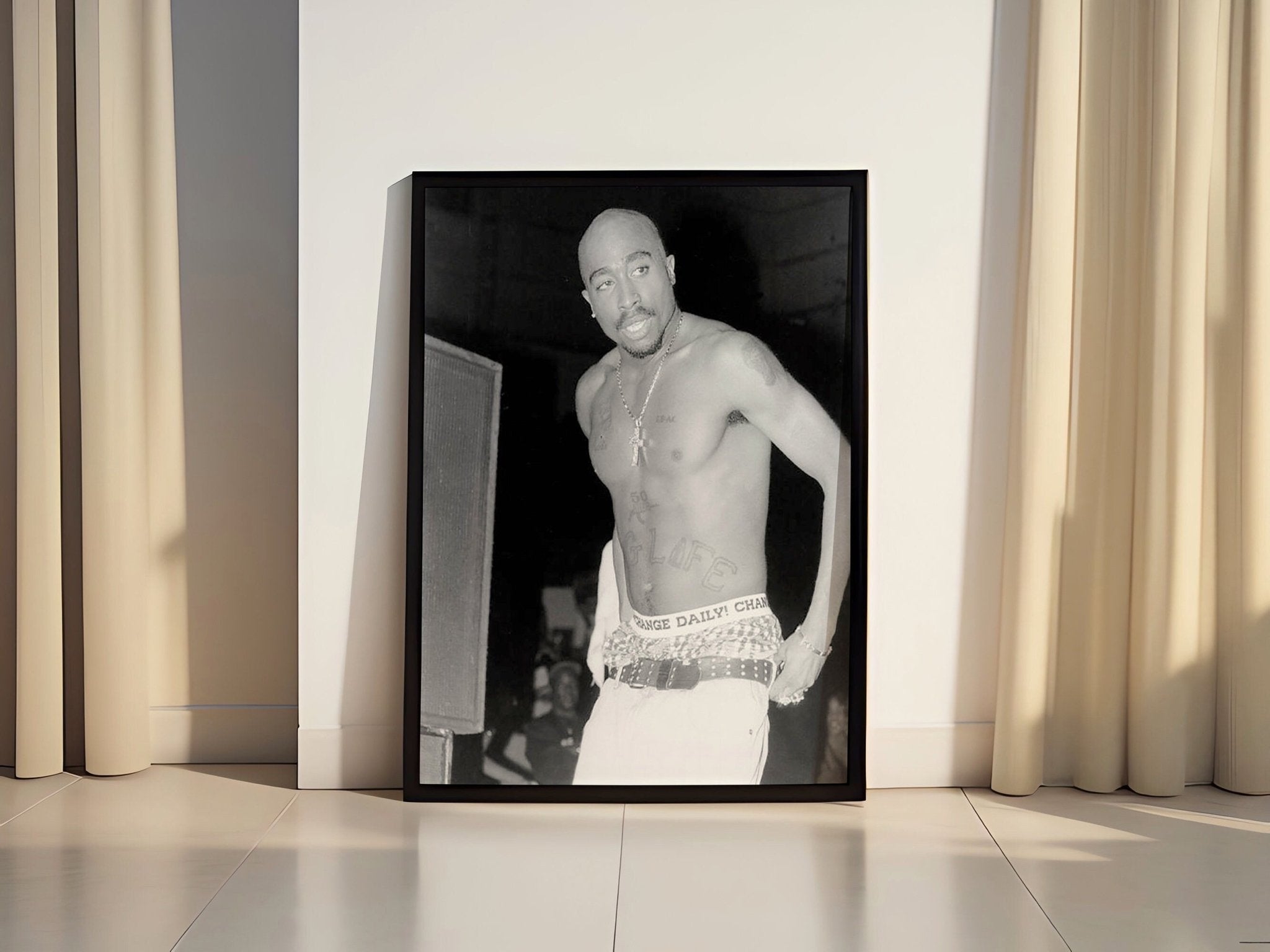 2Pac Black and White Canvas Poster - Canvasworkshop