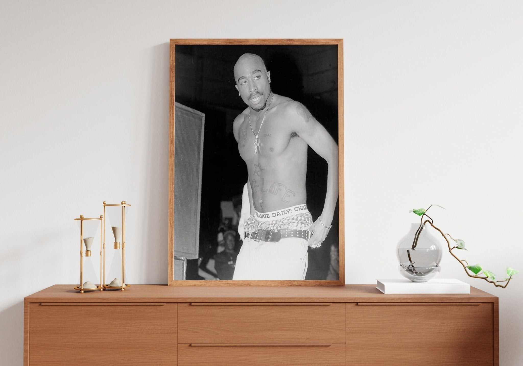 2Pac Black and White Canvas Poster - Canvasworkshop