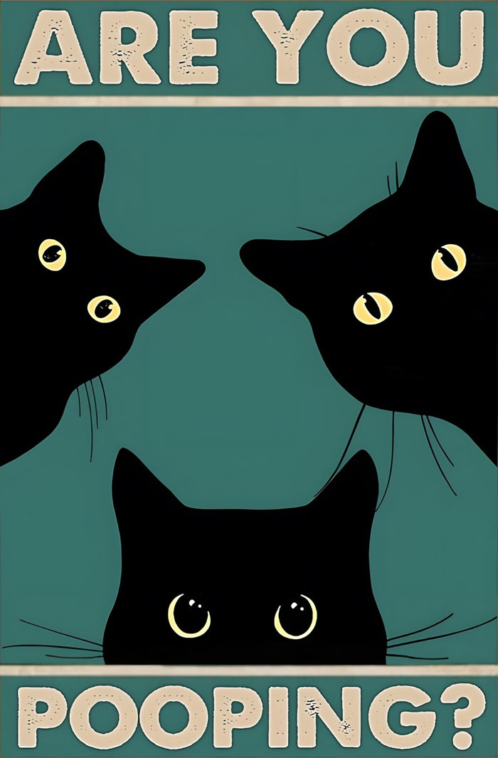 Tuxedo Cat Bathroom Print, Funny Retro Restroom Decor