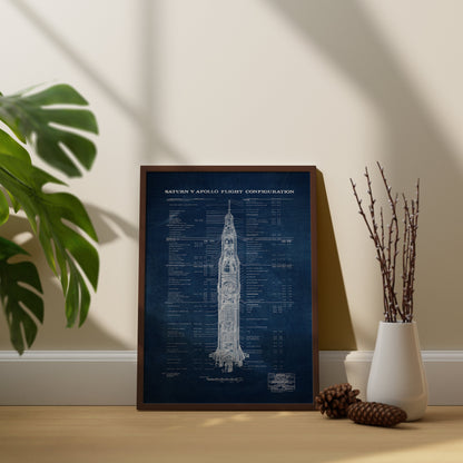 Saturn V Apollo Bauplan, Apollo Poster, Gerahmtes Bauplan Leinwandbild, Bauplan Poster