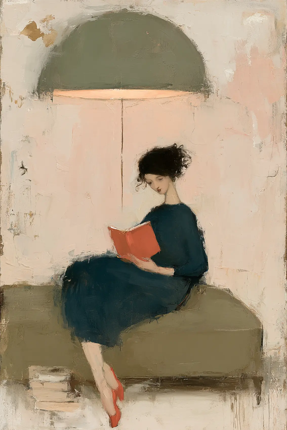 Abstract Woman on Sofa Painting,Modern Figurative Impressionist Print