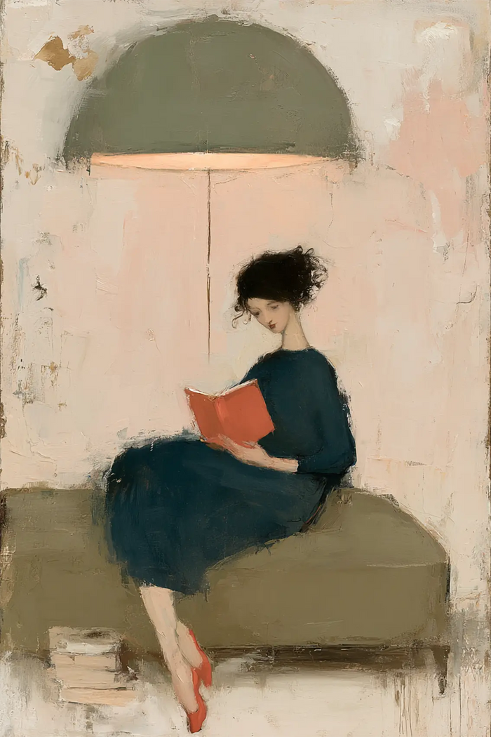 Abstract Woman on Sofa Painting,Modern Figurative Impressionist Print