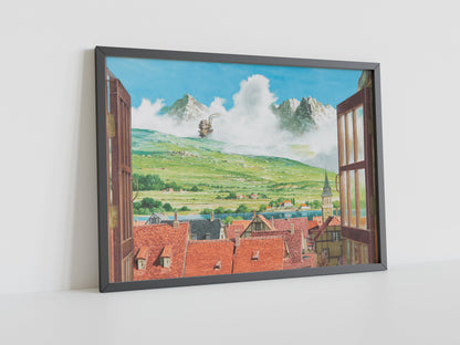 Howl's Moving Castle Canvas Wall Art, Howl's Moving Castle Poster, Anime Wall Art, Anime Wall Decor, Ghibli Poster, Anime Poster