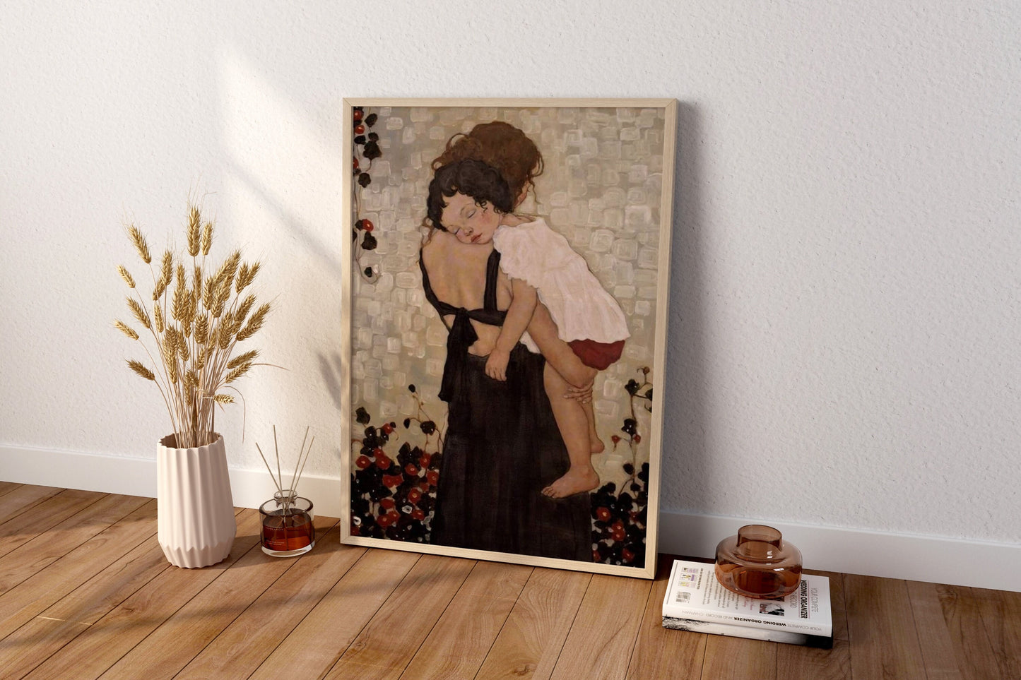 Mutter und Kind Gustav Klimt, Klimt Wandkunst, Weihnachtsgeschenk, Gerahmtes und Ungerahmtes Leinwand-Wanddekor, Klimt Poster, Moderne Wandkunst