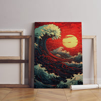 Dramatische Welle von Kanagawa Wandbild, Die Welle von Kanagawa Rote Welle, Kanagawa Kunst, Japanische Wandkunst, Kanagawa Poster, Retro Kanagawa Kunst
