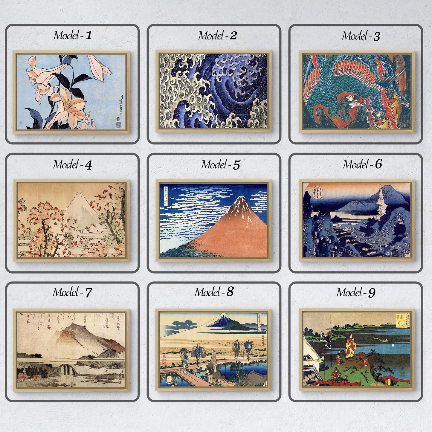 Japanese Art Hokusai Canvas Wall Decor Ukiyo-e Masterpieces – From Lilies to Majestic Fuji Scenes