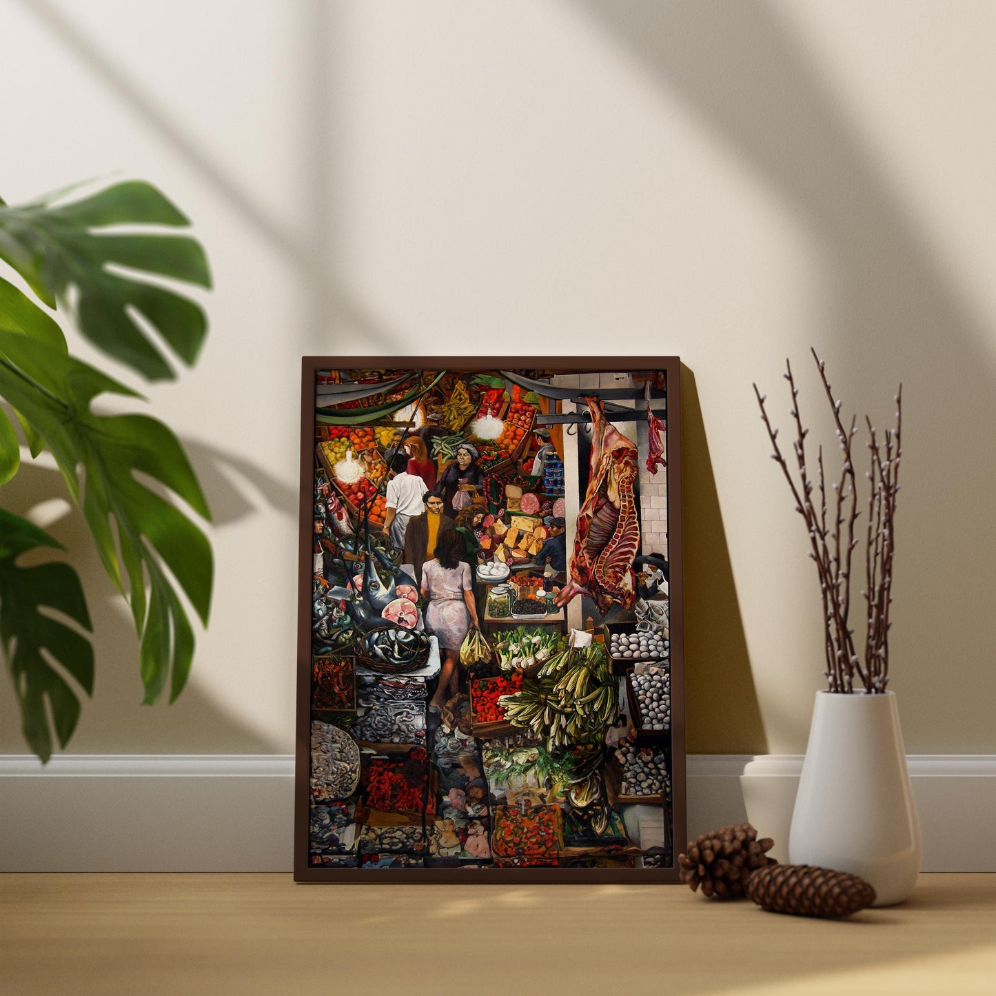 Renata Guttason Marktgemälde Kunstdruck | Farbenfrohe Lebensmittelmarkt Küchenwandkunst