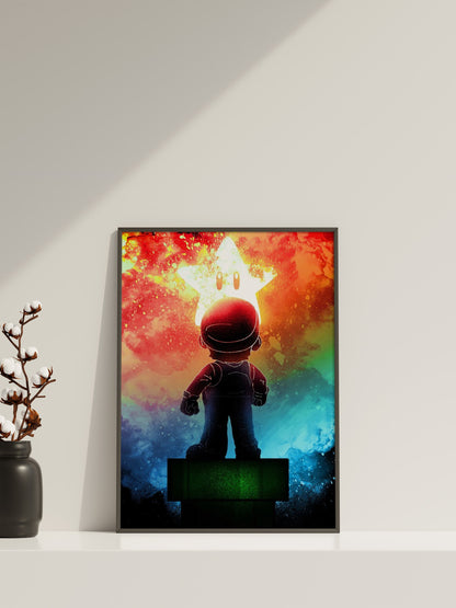 Gaming Canvas Wall Art, Soul Of Star Canvas Wall Decor, Gaming Poster, Gift For Gamers, Mario Poster, Mario Canvas Wall Art