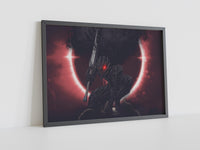 Dark Knight Before Red Eclipse Poster | Dramatisches Fantasy-Wandkunst-Poster | Berserk Mond Poster