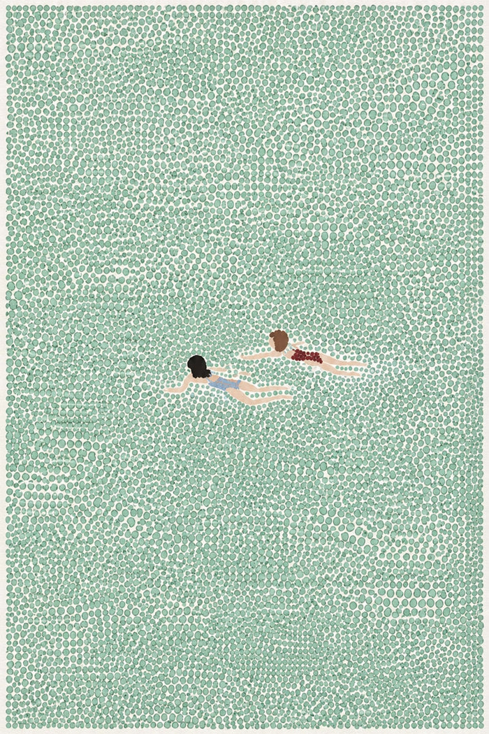 Swimmer Canvas Wall Art, Minimal Ocean Canvas