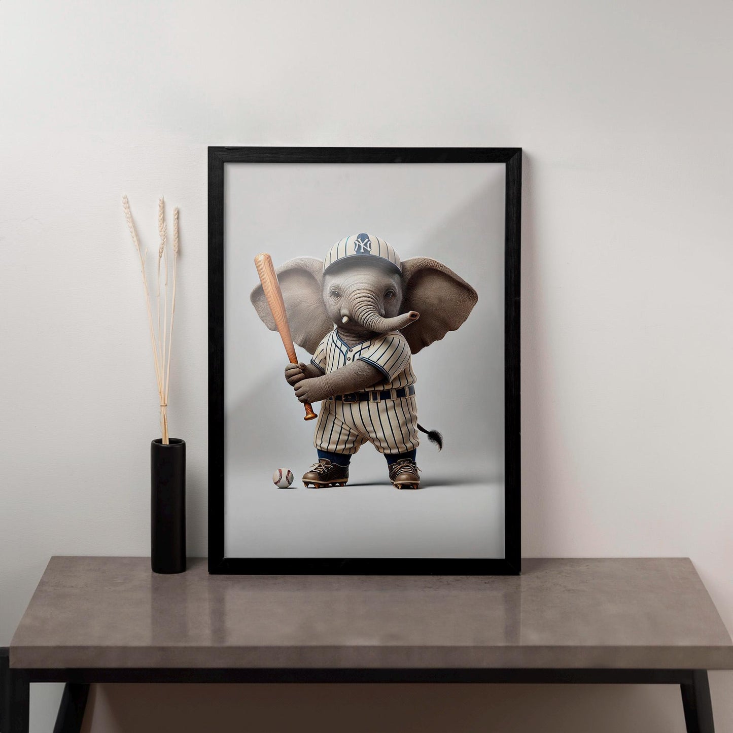 Ikonische realistische Baby-Elefanten-Leinwand – realistisches und stilvolles und verspieltes Wanddekor