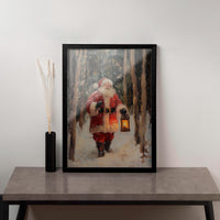 Christmas Santa Wall Art, Santa Claus & Christmas Decor Art - Happy Christmas, Xmas Gift, Framed Santa
