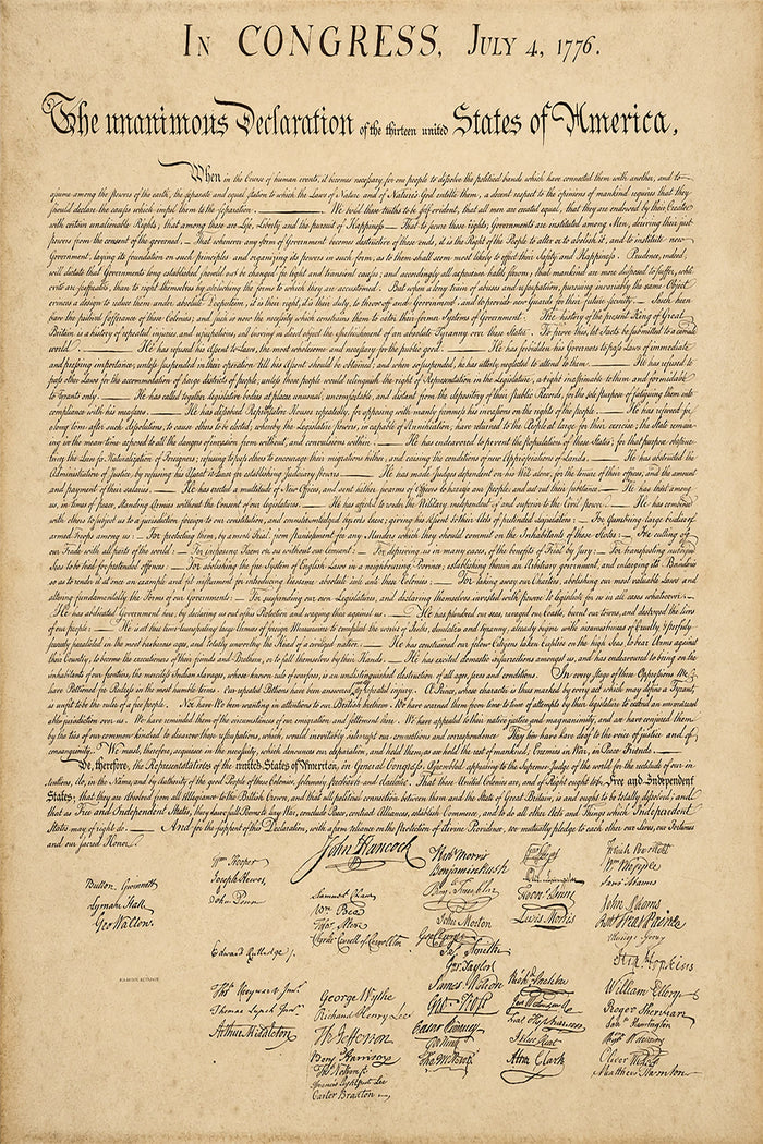 Declaration of Independence Canvas Print, United States Historical Document Wall Art