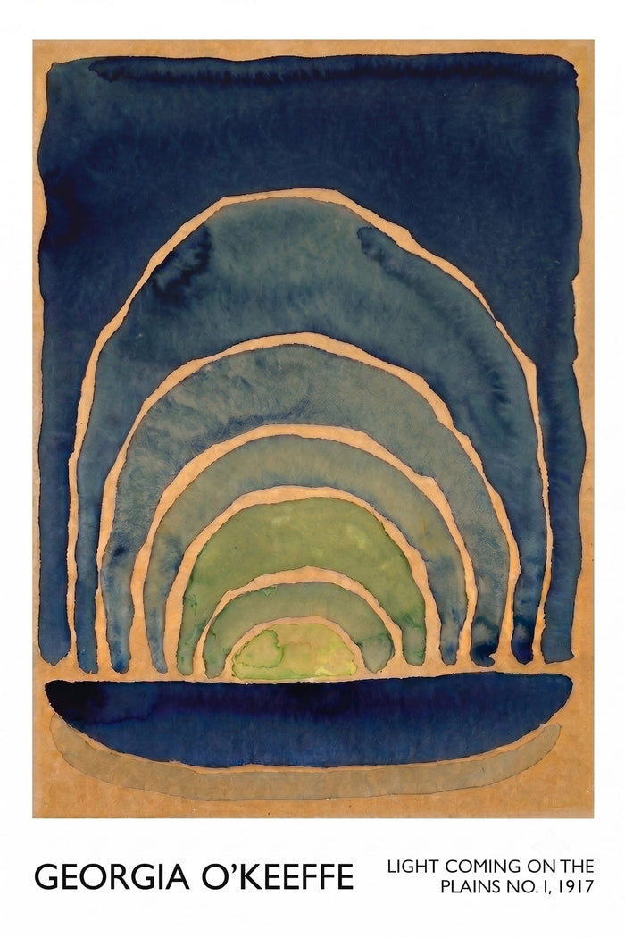 Georgia O'Keeffe Exhibition Poster, Light Coming on the Plains I 1917