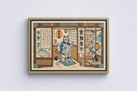 Lustiges Ukiyo-e Katzen-Badezimmer-Poster – Amerikanisches Tier-Design