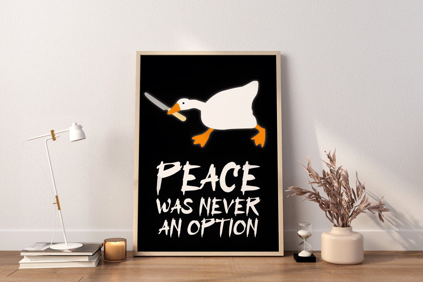 Frieden war nie eine Option Ente Leinwand-Wandbild, Lustiges Enten-Poster, Lustige Leinwand-Wanddekoration, Frieden war nie eine Option Poster