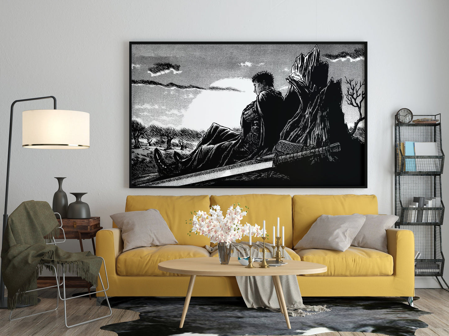 Anime-Leinwandbild, Anime-Poster, Berserk-Anime-Wandkunst, Berserk-Guts-Poster, gerahmte Anime-Deko, Guts-Leinwandbild