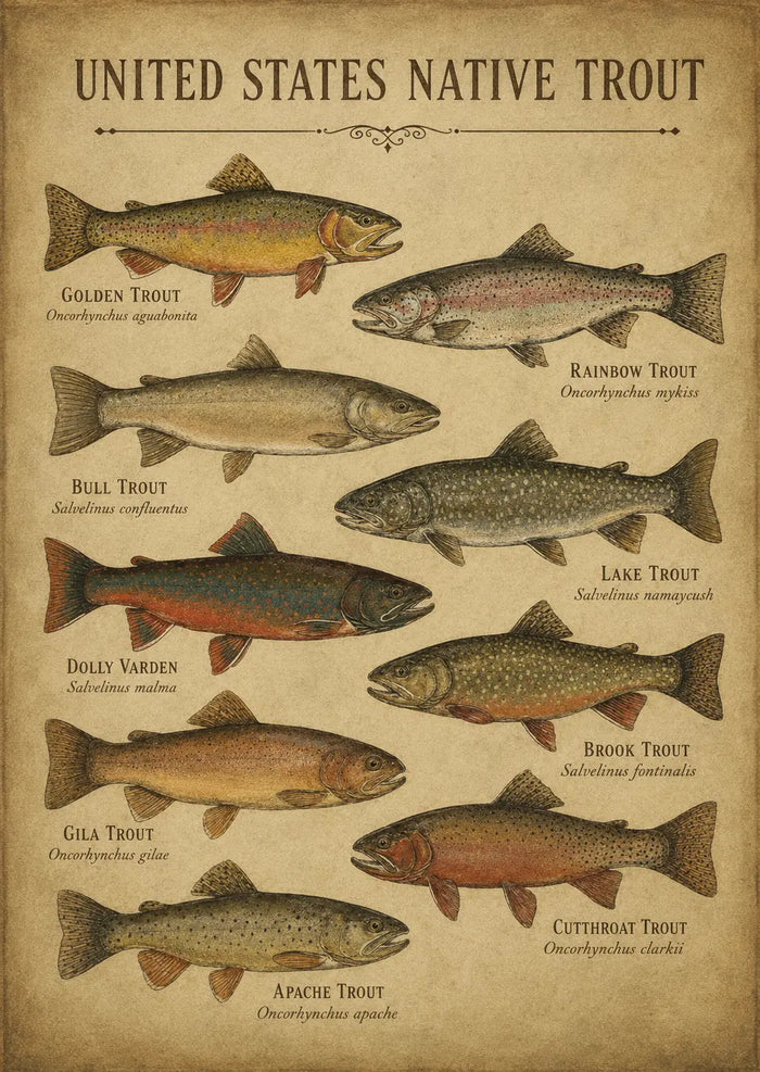 Vintage Trout Fish Identification Print