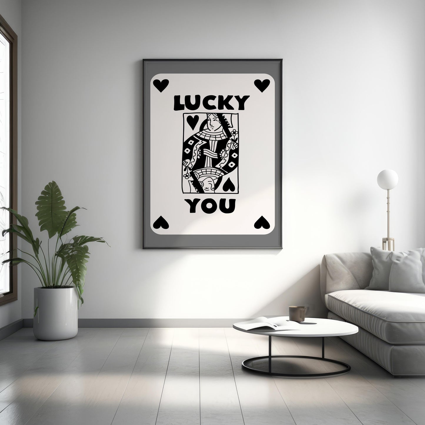 Trendy Lucky You Poster - Queen Leinwand Wandkunst, Lucky You Leinwand Poster - Spielkarten Poster - Lucky Leinwand Poster - Trendige Wandkunst