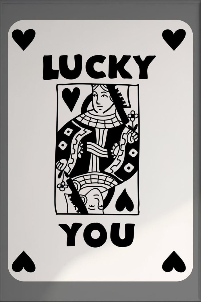 Trendy Lucky You Poster - Queen Leinwand Wandkunst, Lucky You Leinwand Poster - Spielkarten Poster - Lucky Leinwand Poster - Trendige Wandkunst