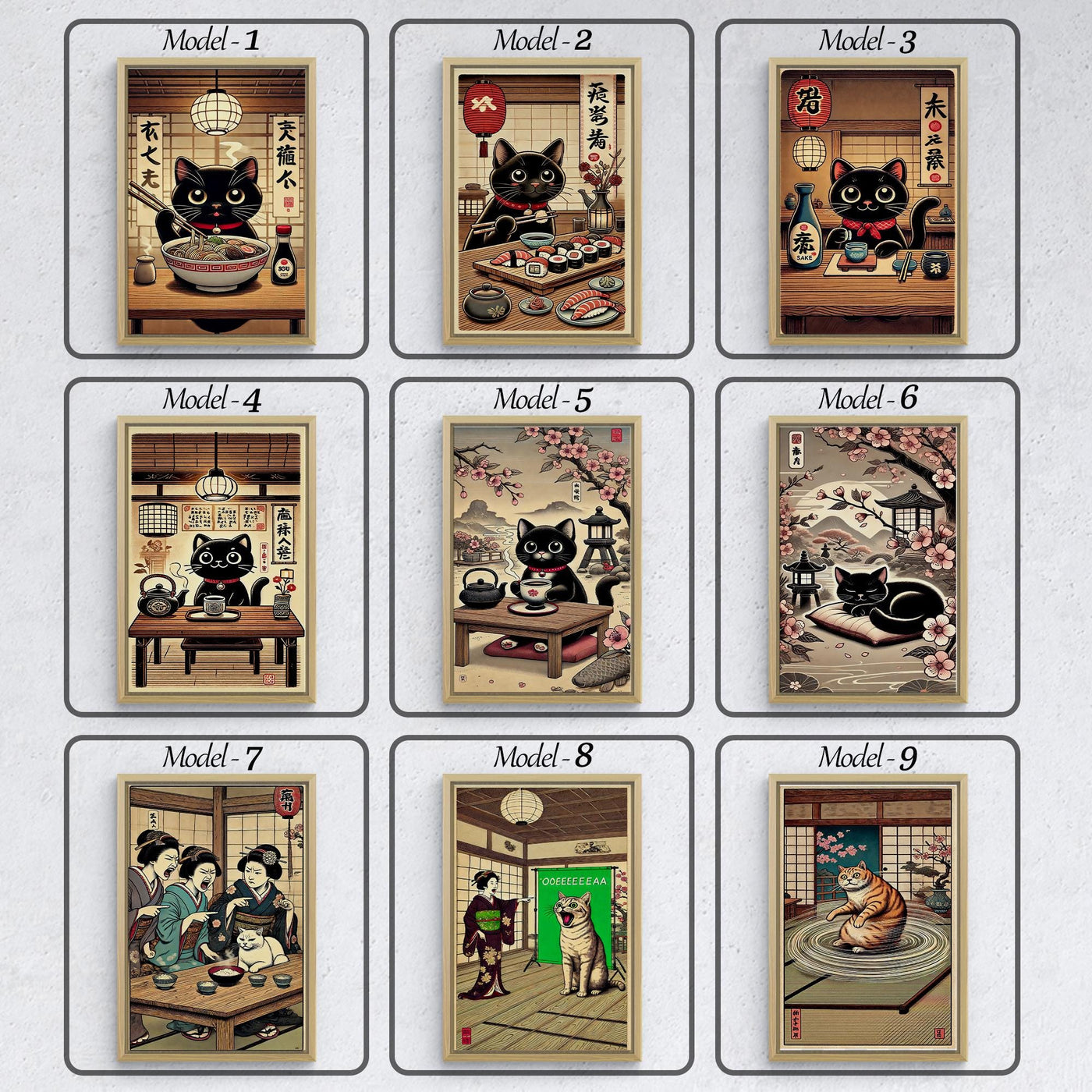Bezaubernde & Humorvolle Japanische Katzen-Kunstdrucke – Von Ramen-essenden Felidae bis hin zu Ukiyo-e Meme Parodien