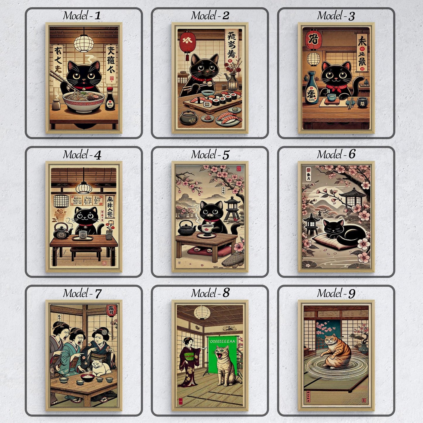 Bezaubernde & Humorvolle Japanische Katzen-Kunstdrucke – Von Ramen-essenden Felidae bis hin zu Ukiyo-e Meme Parodien