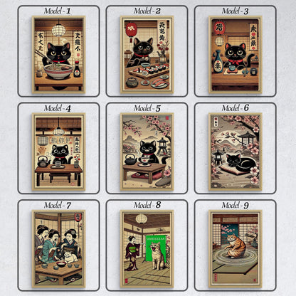 Bezaubernde & Humorvolle Japanische Katzen-Kunstdrucke – Von Ramen-essenden Felidae bis hin zu Ukiyo-e Meme Parodien