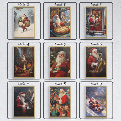 Santa Wall Art,Santa Claus & Christmas Decor Art - Happy Christmas, Xmas Gift, Framed Santa