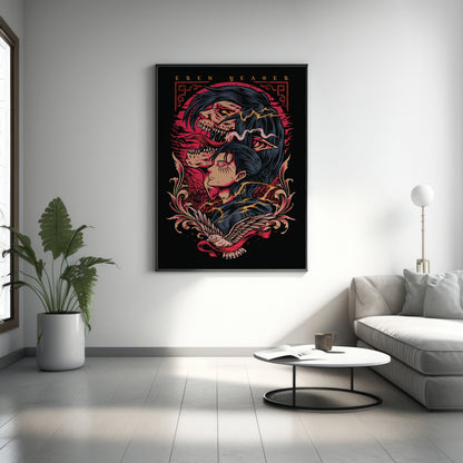 Anime Leinwandbild, japanisches Leinwandbild, japanische Kunstleinwand, Anime Poster, gerahmte Anime Leinwand, Geschenk für Gamer, Geschenk für Ihn