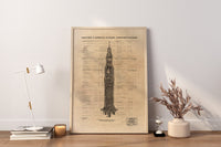 Saturn V Apollo Blueprint Version 2, Apollo Poster, Framed Blueprint Canvas, Blueprint Poster, Nasa Canvas poster