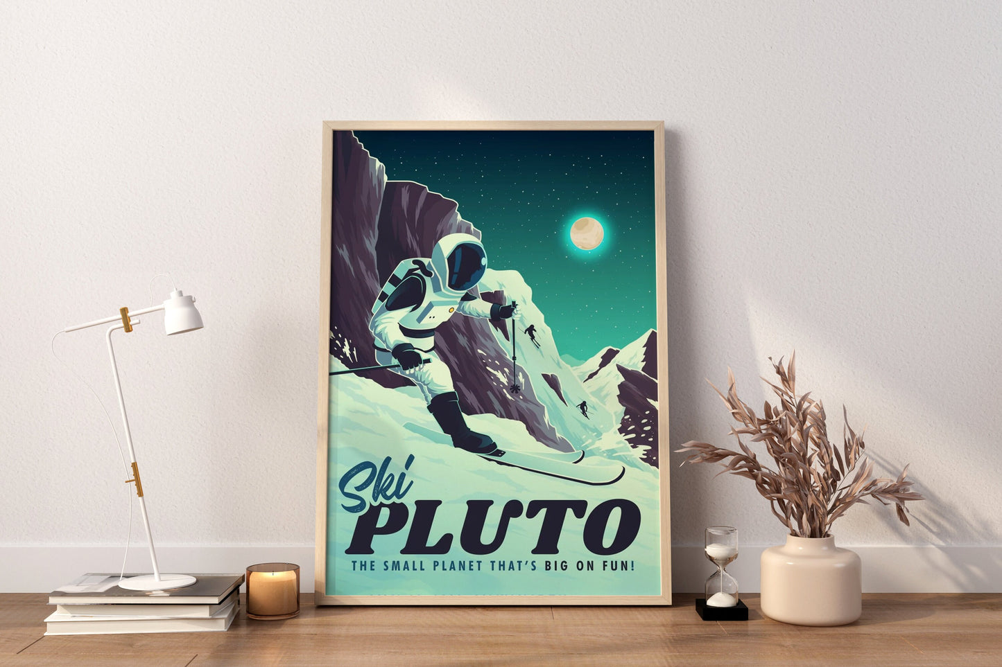 Retro Pluto Leinwandbild, Retro Weltraum Leinwandbild, Weltraum Leinwandposter, Pluto Retro Poster