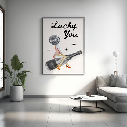 Trendy Lucky You Poster – Disco Head Leinwand-Wandkunst, Lucky You Leinwand-Poster – Mode-Poster – Lucky Leinwand-Poster – Trendige Wandkunst