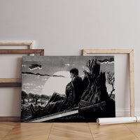 Anime-Leinwandbild, Anime-Poster, Berserk-Anime-Wandkunst, Berserk-Guts-Poster, gerahmte Anime-Deko, Guts-Leinwandbild