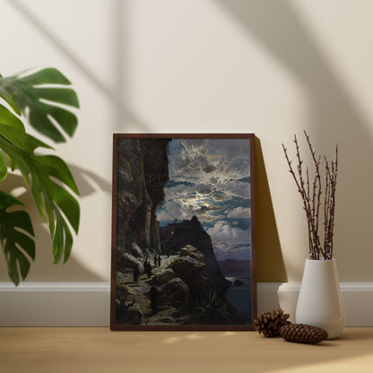 Hermann Corrodi Leinwand-Wandbild, Hermann Corrodi Nacht auf dem Berg Athos, Beliebtes Kunst-Leinwandbild, Leinwanddruck, Leinwanddruck-Kunst, Berühmtes Wandbild