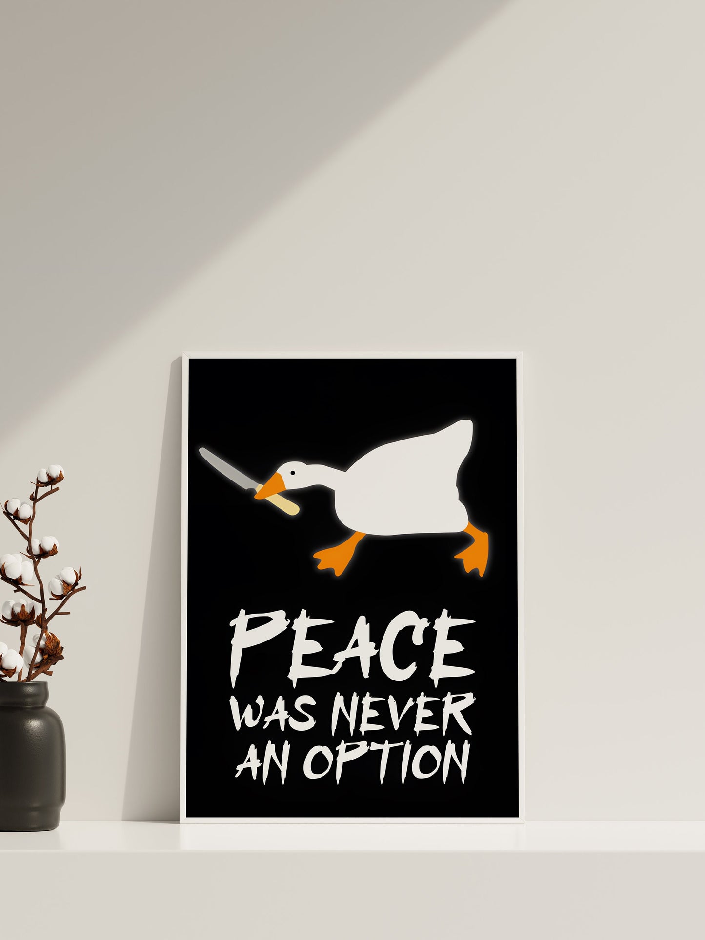 Frieden war nie eine Option Ente Leinwand-Wandbild, Lustiges Enten-Poster, Lustige Leinwand-Wanddekoration, Frieden war nie eine Option Poster