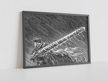 Anime Leinwand Wandkunst, Anime Poster, Berserk Anime Wandkunst, Berserk Guts Poster, Berserk Schwarz & Weiß Poster, Guts Cool Poster, Berserk Kunst