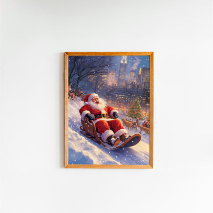 Santa Wall Art,Santa Claus & Christmas Decor Art - Happy Christmas, Xmas Gift, Framed Santa