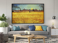 Vincent van Gogh Leinwandbild, Vincent van Gogh-Sommerabend in Arles, Leinwanddruck, Weizenfeld mit untergehender Sonne, Berühmte Wandkunst