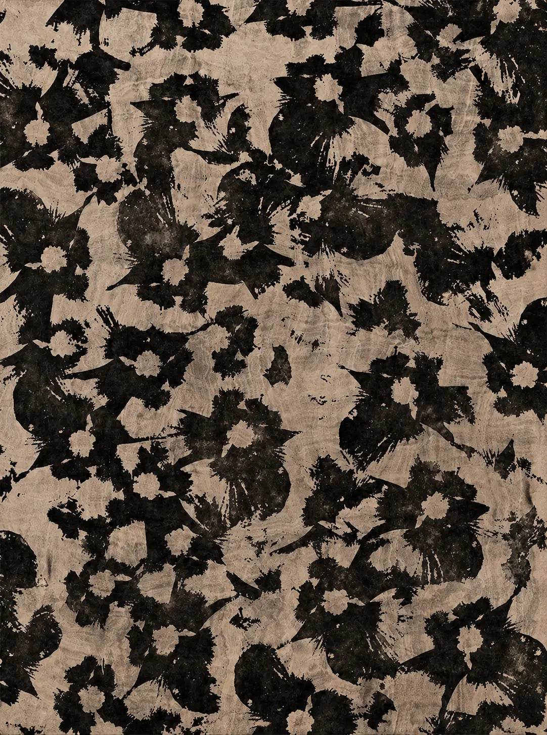 Vintage Black Floral Canvas Wall Art, Neutral Botanical Abstract Print
