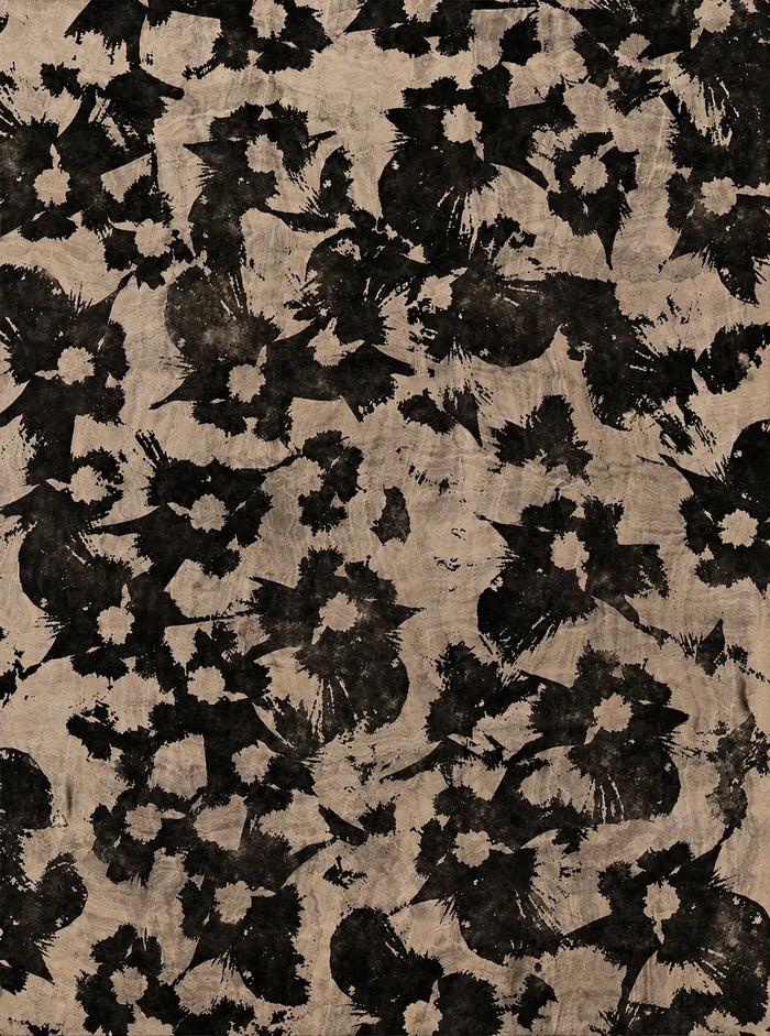 Vintage Black Floral Canvas Wall Art, Neutral Botanical Abstract Print