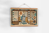 Lustiges Ukiyo-e Katzen-Badezimmer-Poster – Amerikanisches Tier-Design