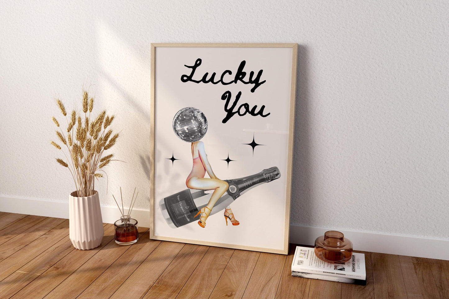 Trendy Lucky You Poster – Disco Head Leinwand-Wandkunst, Lucky You Leinwand-Poster – Mode-Poster – Lucky Leinwand-Poster – Trendige Wandkunst
