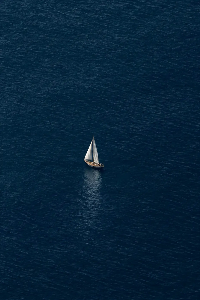 Sailboat Ocean Wall Art, Deep Blue Sea