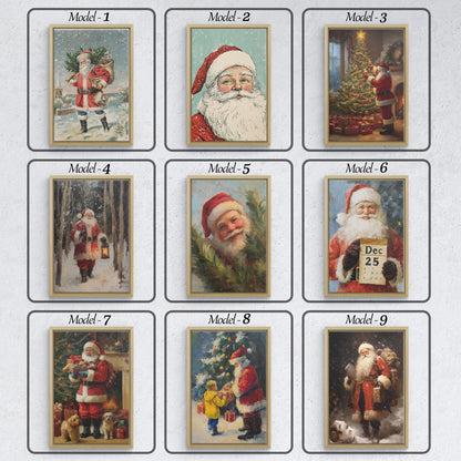 Christmas Santa Wall Art, Santa Claus & Christmas Decor Art - Happy Christmas, Xmas Gift, Framed Santa