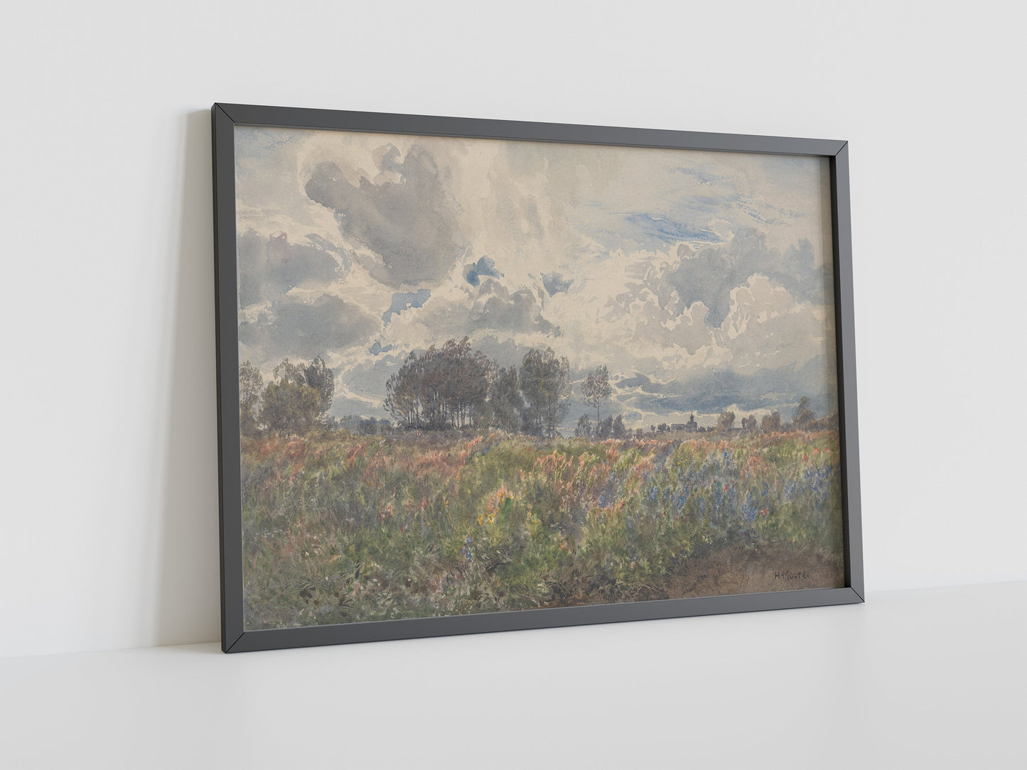 Henry Moore Wandkunst, Landschaft Leinwand Wandkunst, Schauerlicher Juni Leinwand Wandkunst, Vintage Landschaft, Leinwand Malerei Poster, Blumenfeld