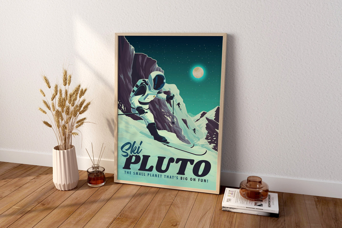 Retro Pluto Leinwandbild, Retro Weltraum Leinwandbild, Weltraum Leinwandposter, Pluto Retro Poster