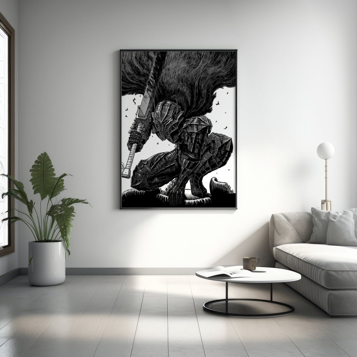 Anime Leinwand Wandkunst, Anime Poster, Berserk Anime Wandkunst, Berserk Guts Poster, Gerahmte Anime Deko, Guts Leinwand Wandkunst